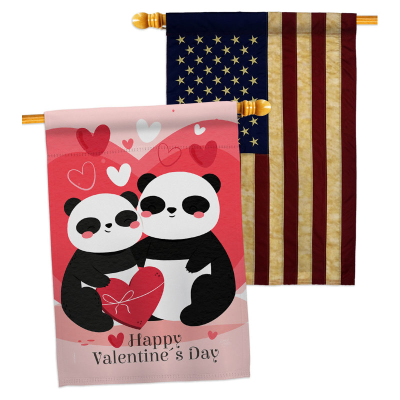 Drapeau de maison 40 po x 28 po Panda With Love