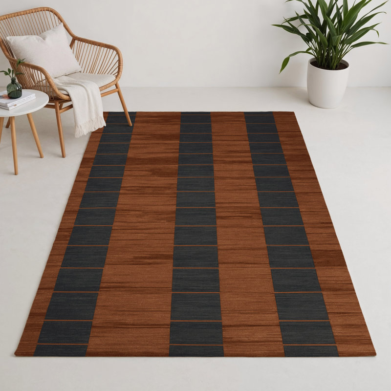 Tapis intérieur / extérieur gris HorizontalStripes, Rectangle 5 pi x 7 pi