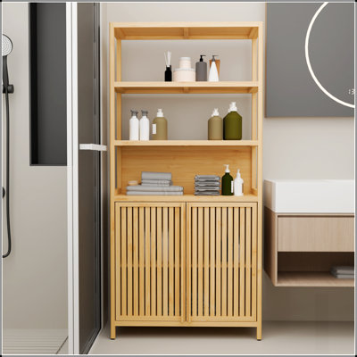 Support de rangement multi-scène haute capacité à deux portes de 64 pouces de hauteur, parfait pour organiser et maximiser l'espace dans n'importe quelle pièce.