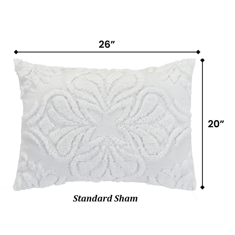  Taie décorative touffetée en chenille Rylee, Blanc