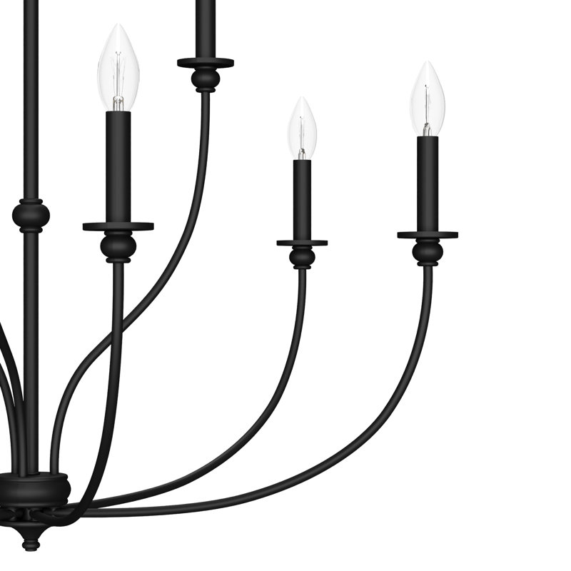 Hunter Southcrest 9 Light 2 Tier Chandelier Ceiling Light Fixture, Black