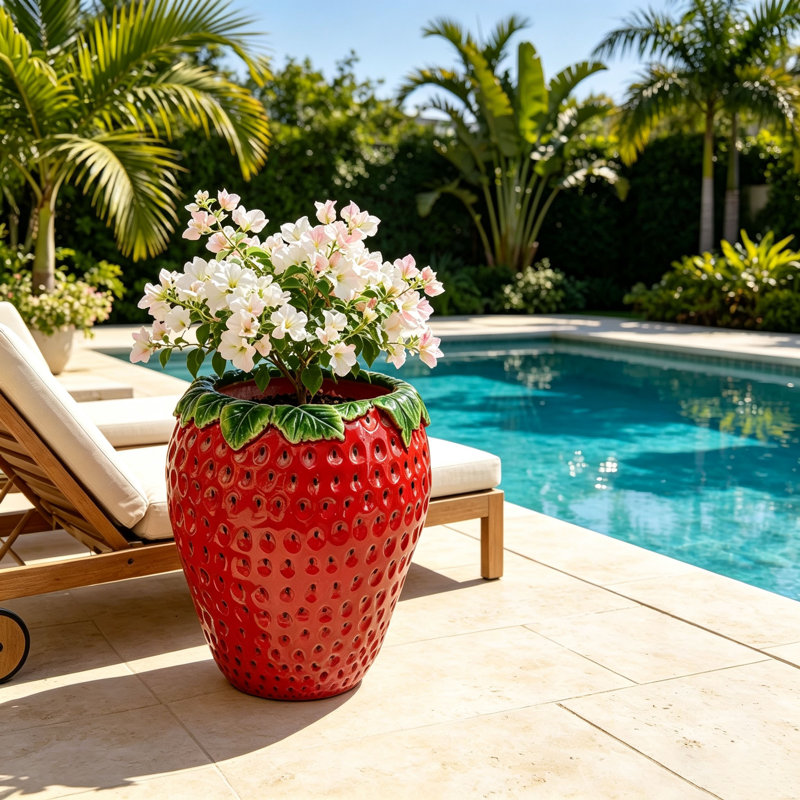 15" Height Strawberry Shaped Planter Pot