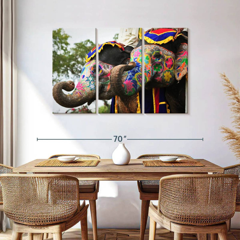 Éléphants Brampt Jaipur, H 36 po x l 57 po