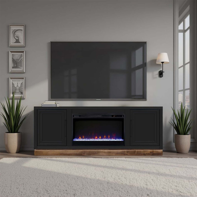 Meuble télé Nora, H 27 po x L 64 po x l 17 po, Noir