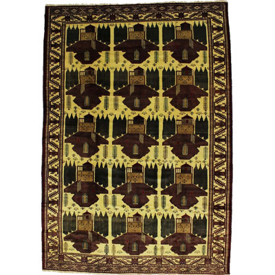 Tapis beige tribal turc 9 pi x 13 pi Baloman et Ghoochan