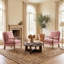 Chaise d'appoint, fauteuil avec accoudoirs en bois massif, canapé simple avec coussins confortables et lombaire (ensemble de 2)-713941745