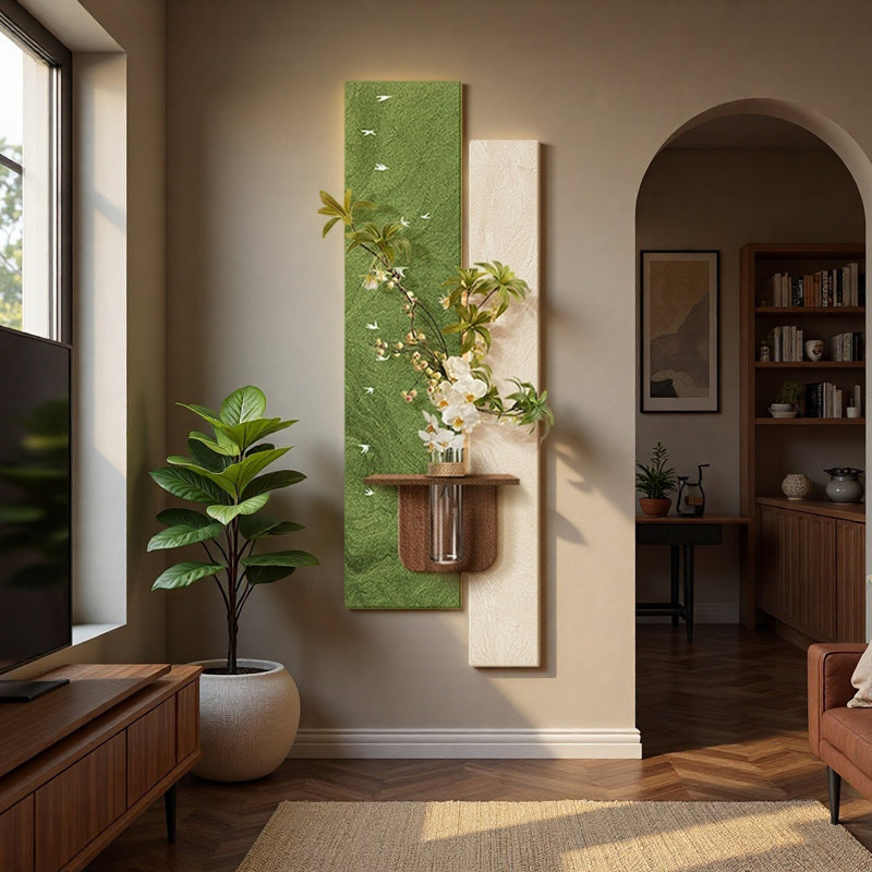 Présentoir de plantes vertes hydroponique en grès tridimensionnel de style médiéval avec peintures murales illuminées
