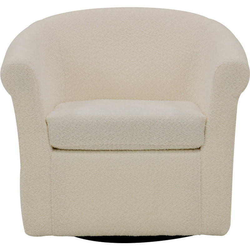 Fauteuil demi-tonneau pivotant en polyester 30,5 po Anstett, 100 % polyester ivoire