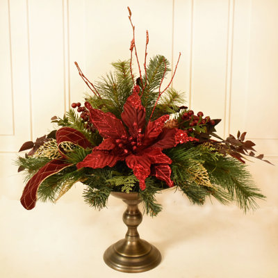 20 " Faux Silk Poinsettia Arrangement