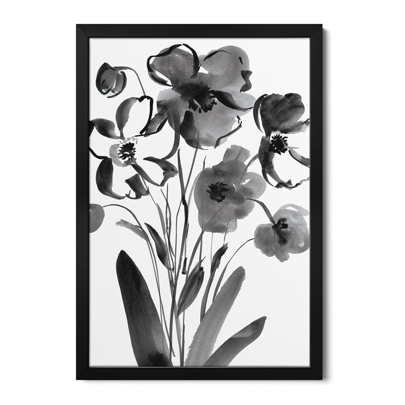 Fleurs en noir et blanc - reproduction d'art mural - affiche de galerie, H 24 po x l 16 po