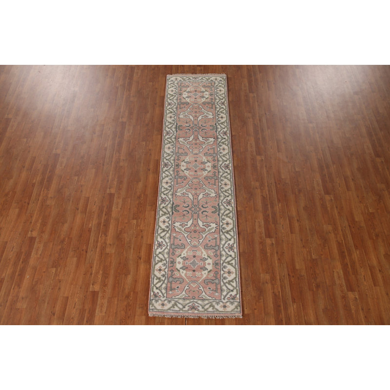 Tapis de couloir rose rose Oushak 3 x 10