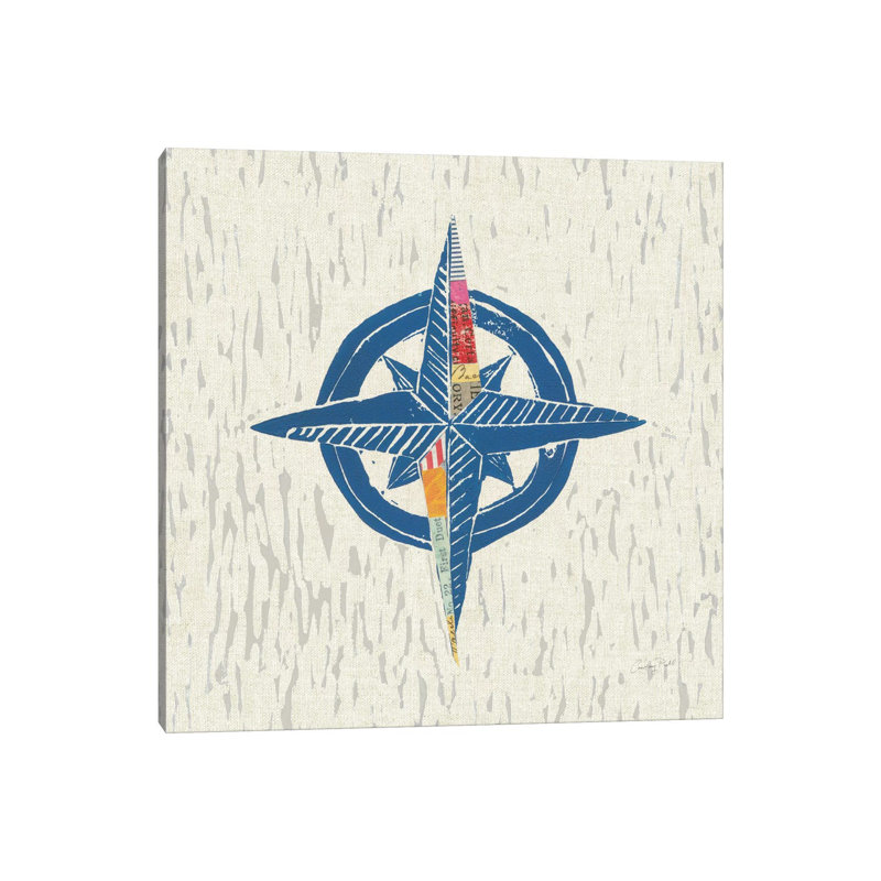Nautical Collage On Linen I by Courtney Prahl - Wrapped Canvas Painting, 30.48 cm H x 30.48 cm W