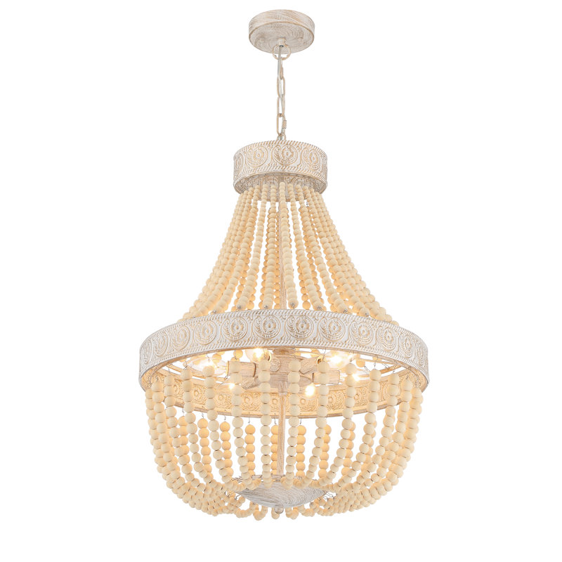 Lustre empire unique à 6 lumières, Blanc / Doré