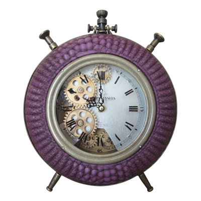 Traditional Glass Tabletop Clock in Purple