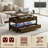 Lift Top Coffee Table with LED Lights & Charging Station, Walnut