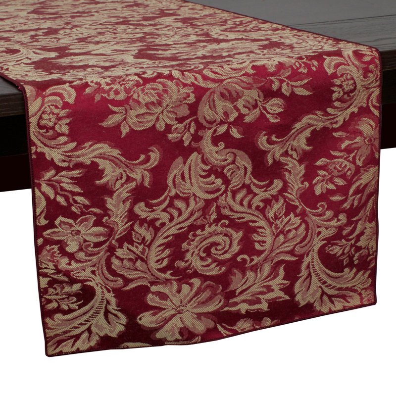 Miranda Table Runner, Bordeaux, 72" x 14" Runner, 3