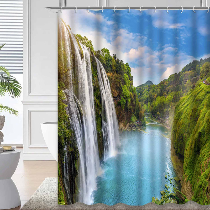 Rideau de douche à 12 crochets Waterfall, L 72 po x l 72 po