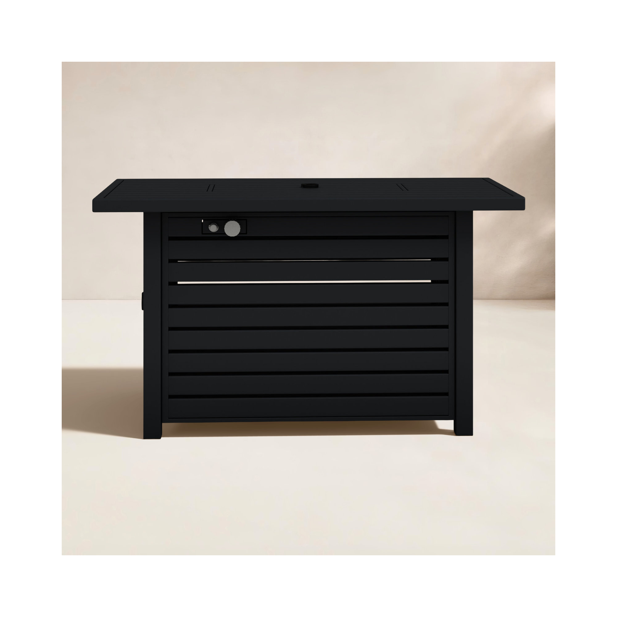 Casselton Rectangle Fire Pit Table, 25" H x 42" W x 20" D, Black