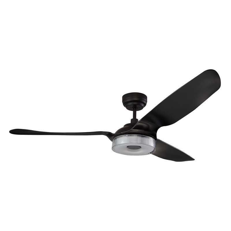 Ventilateur de plafond à DEL 56 po à 3 pales avec télécommande et ensemble d'éclairage inclus , Noir