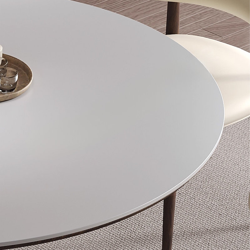 White Round Sintered Stone Dining table, 29.53"H x 39.37"L x 39.37"W
