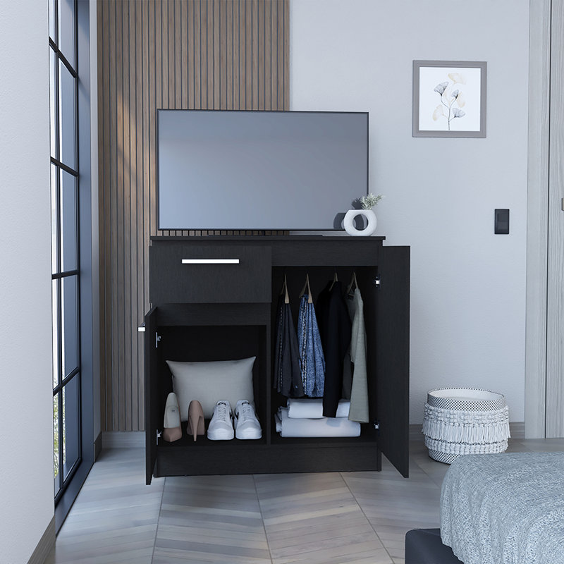 Multi-Functional Dresser Carlin, Top Surface as TV Stand, Black
