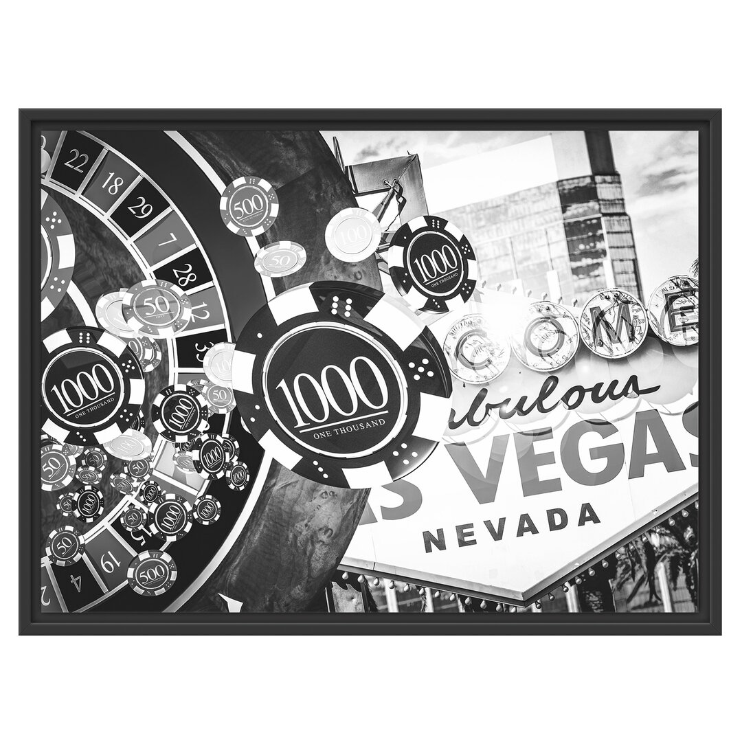 Gerahmtes Wandbild Las Vegas Casino Roulette