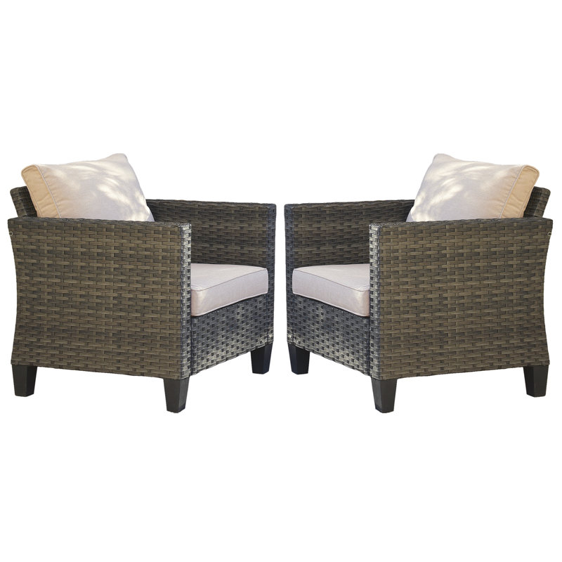 Chaise de patio avec coussins Kaniha, Beige