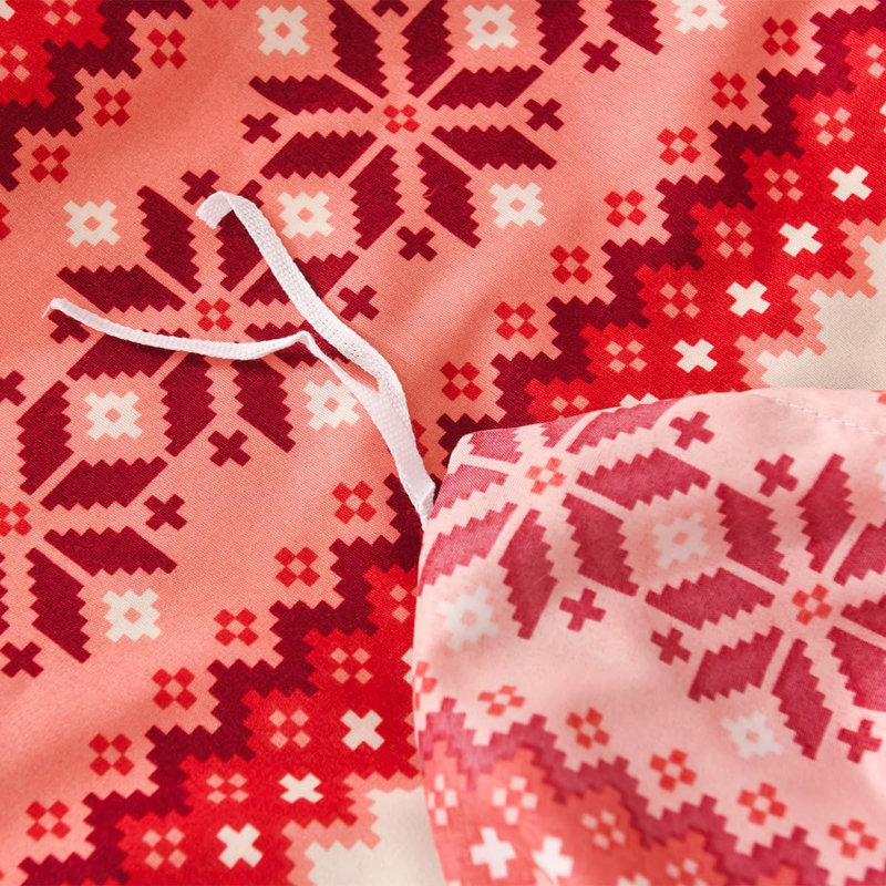 Ensemble de housse de couette de Noël imprimé flocon de neige renne, Housse de couette simple + 1 taie décorative stan