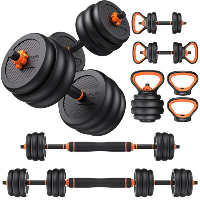 FED Fitness Feierdun Series DS2 5-in-1 Adjustable Dumbbell Set, Converts to Barbell and Kettlebell, Space-Saving