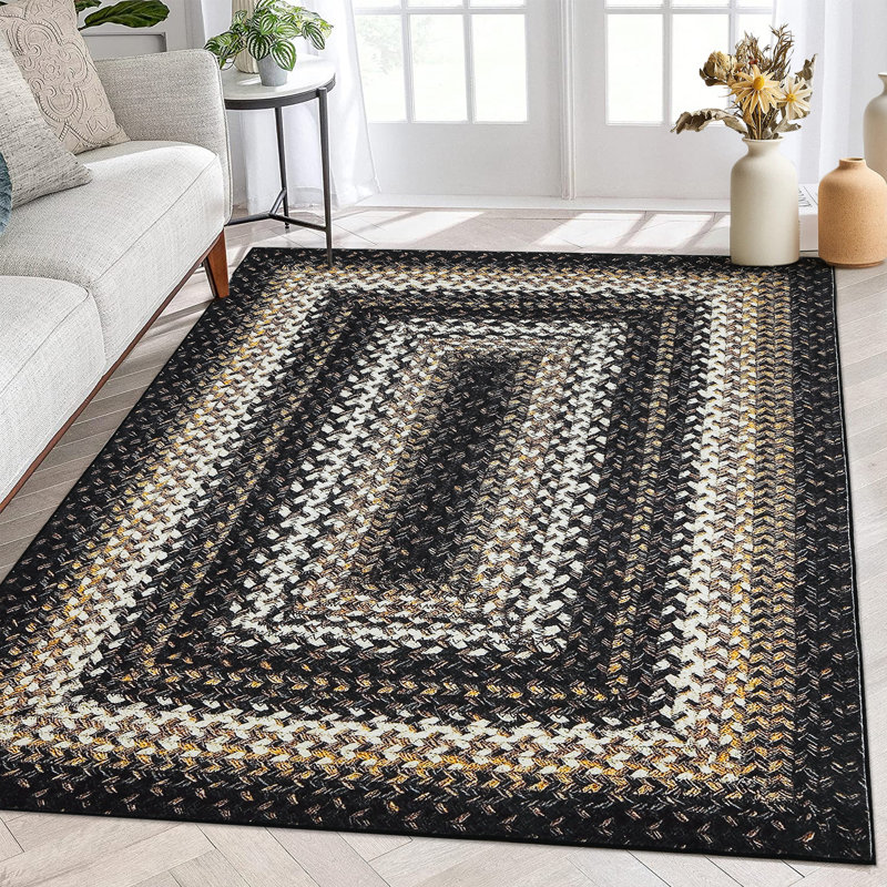 Burkni Washable Geometric Indoor Rug, Rectangle 4' x 6'