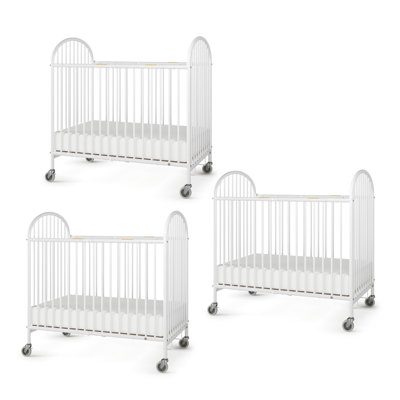 Foundations Pinnacle Metal Compact Folding Crib 3 Pack For Hotels, White
