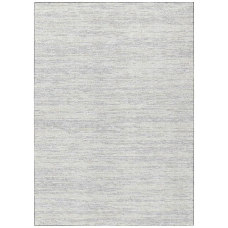 Tapis extérieur lavable abstrait argenté et ivoire 10 pi x 14 pi