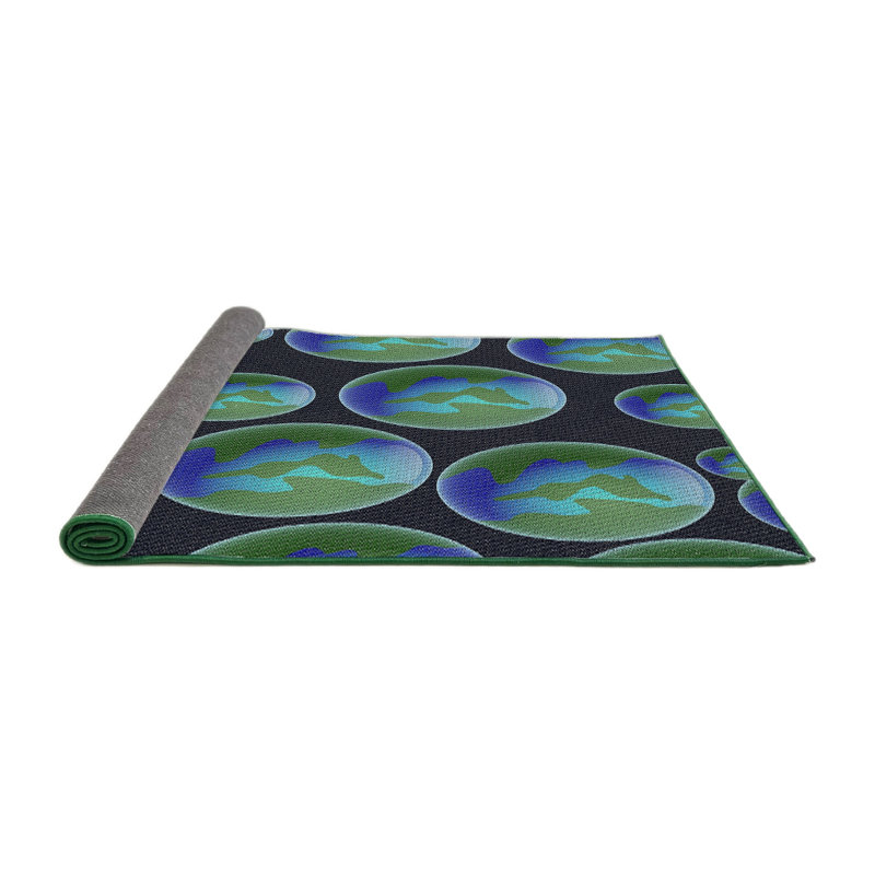 Tapis bleu/mauve à motifs, Rond 4 pi