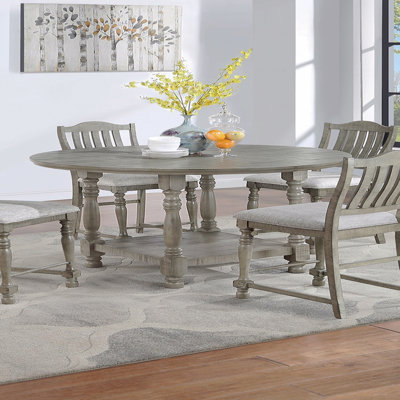 Round Dining Table Acacia Veneer Open Shelf