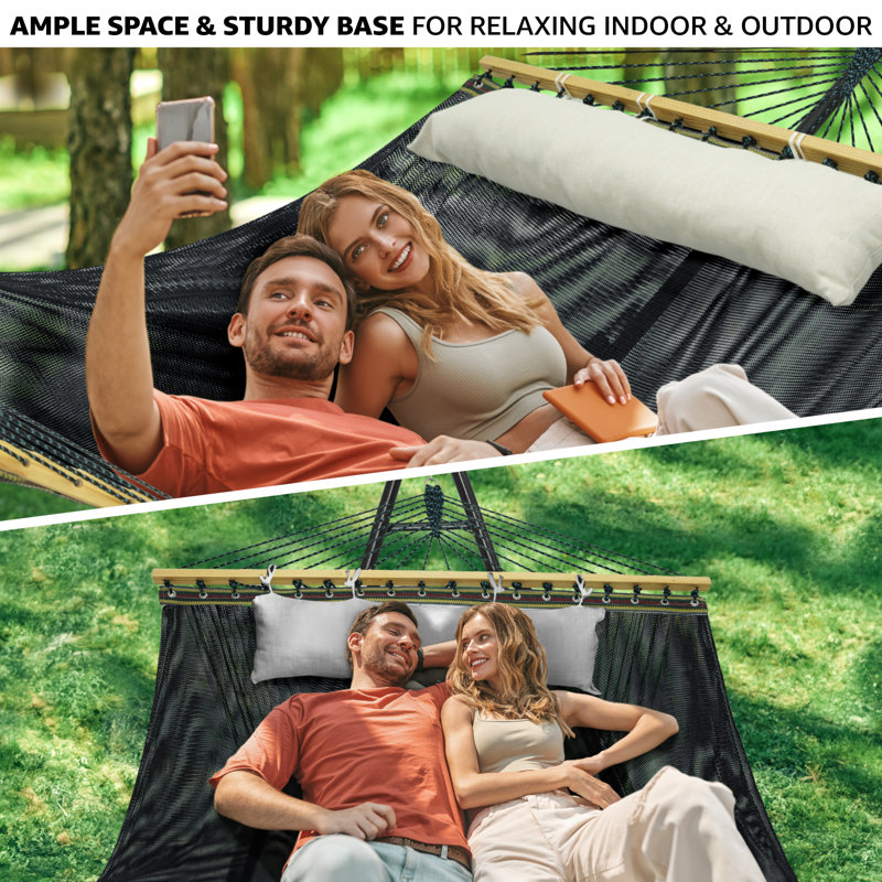 Razane Spreader Bar Hammock with Stand, Black