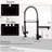 Commercial Kitchen Faucet In Black And Silver - Pull Down, Single Handle, Hot Cold, Ceramic Filler, Stylish Kitchenware, Elegant Design Contemporary Silver, Filler