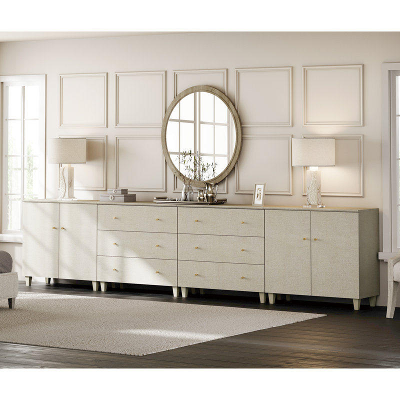 4-In-1 Dresser Chests With 6 Drawers And 2 Cabinets For Bedroom, Beige