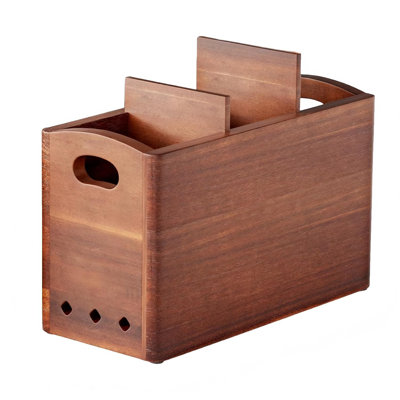 Wood Utensil Holder for Kitchen Counter 3-Compart