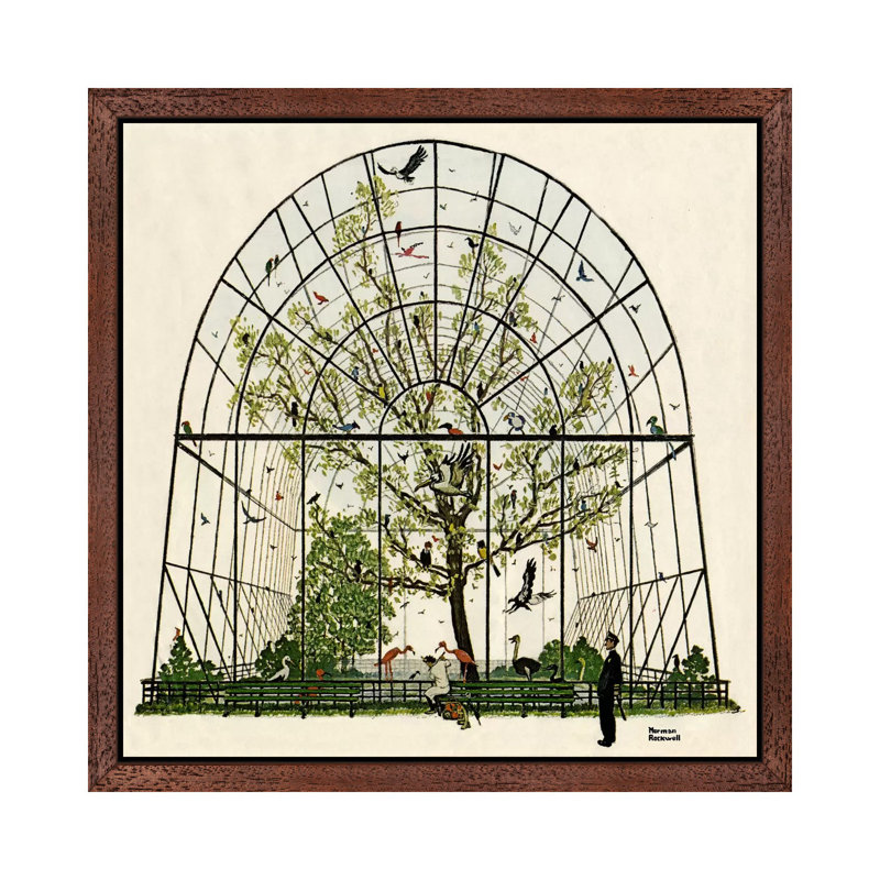 The Aviary by Norman Rockwell - Floater Frame Painting on Canvas, 66.04 cm H x 66.04 cm W, Brown
