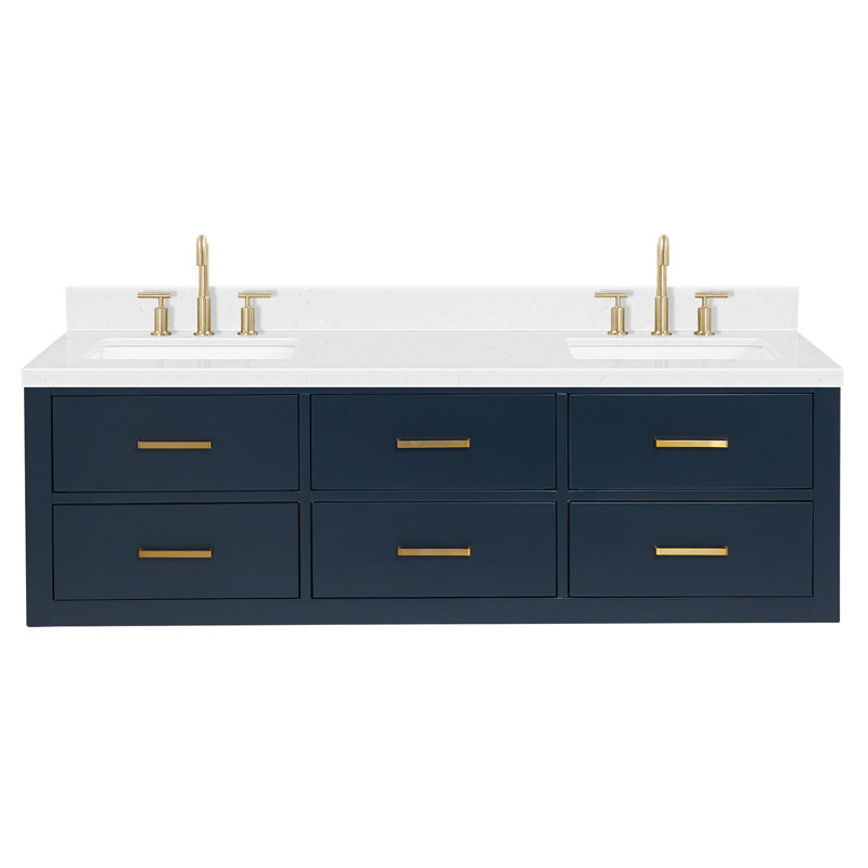 Macolm 72.25'' W Double Vanity, Midnight Blue, Satin Brass, 72"