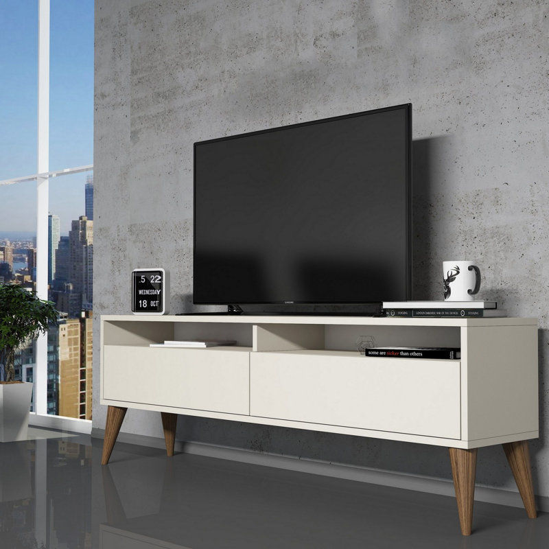Keikei Unfinished TV Stand for TVs up to 60", Cream