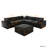 Kenda 6-Piece Upholstered Modern Linen Slipcovered Sectional Sofa With Ottoman-863636399