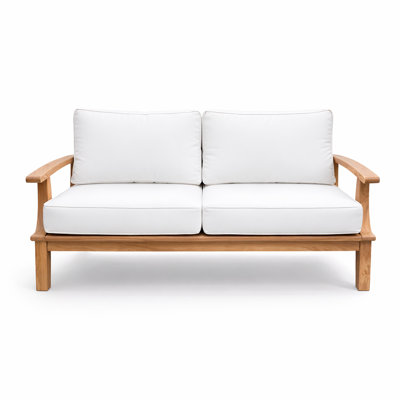 Canapé de patio extérieur en teck de 56,94 po de large Galvan avec coussins