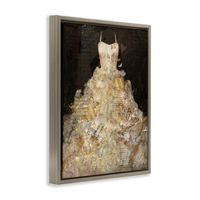 Collage détaillé de robes de soirée, Cadre flottant orme Montalcino, H 21 po x l 17 po