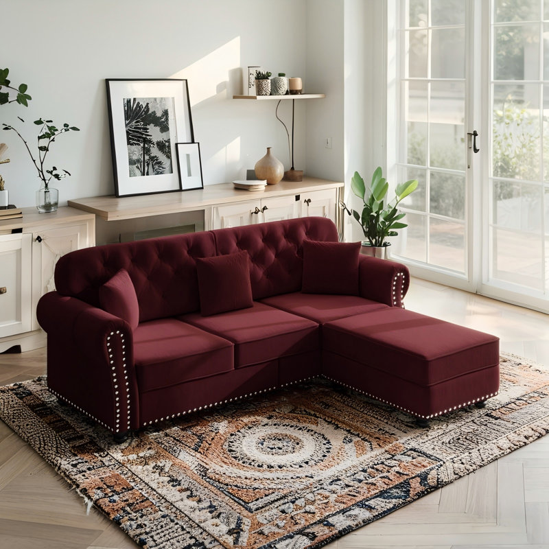 Canapé Chesterfield 82,6 po, Rouge