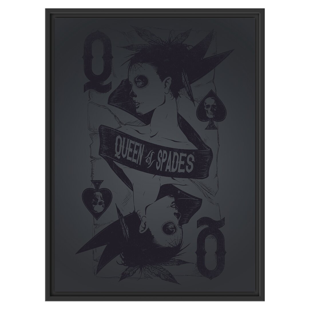 Gerahmtes Wandbild Queen of Spades Schwarz