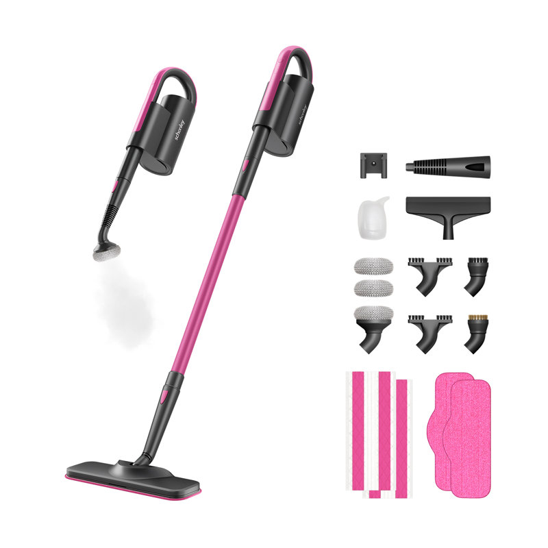 Vadrouille à vapeur 18-en-1 Schenley avec cuiseur à vapeur amovible pour les planchers durs, les murs, les coulis, les carreaux, comprend des accessoires polyvalents, des tampons en microfibre lavables et des tampons jetables