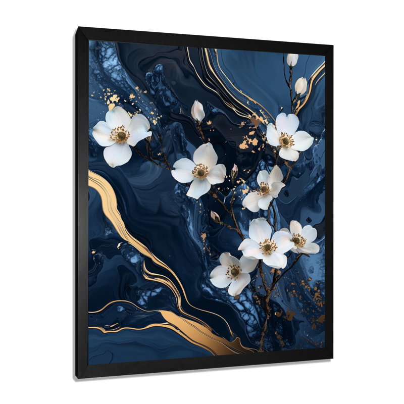 Kneeland - impressions murales florales, Black, 20" H x 12" W, Single Picture Framed Print