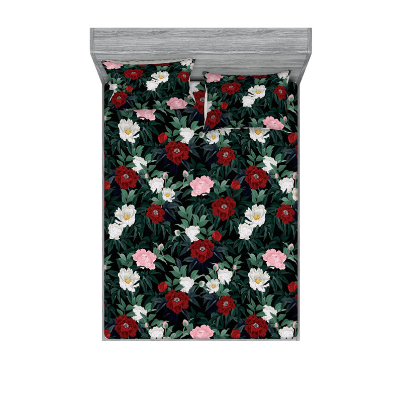 Drap-housse et taies décoratives 3 pièces Ambesonne, Ensemble de draps pour lit double avec 2 taies d'o