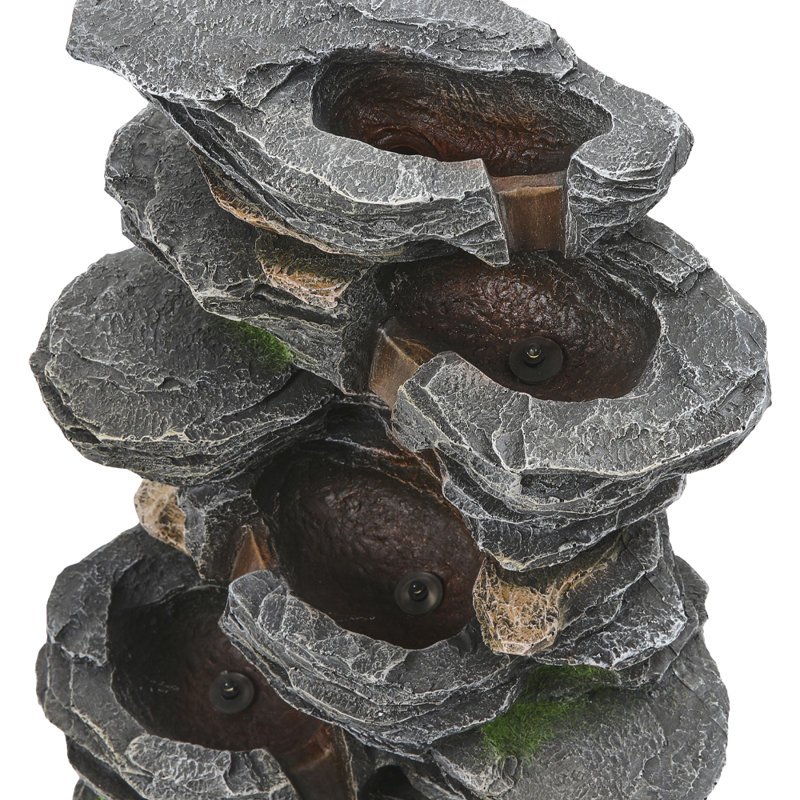 Outdoor Rock Fountain with Lights